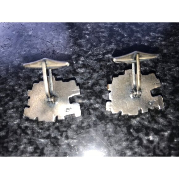 Vtg 1970's Guy Vidal Signed Cuff Links Brutalist Modernist Cubist Abstract - Picture 6 of 9